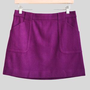 J.CREW Women's 100% Wool Mini A Line Skirt With Pockets Purple Size 2